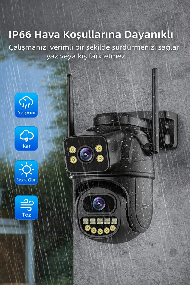 Akıllı Kamera Wifi Bağlantılı Çift Lensli Gece Görüşlü Çift Yönlü Ses Otomatik Hareket Takibi